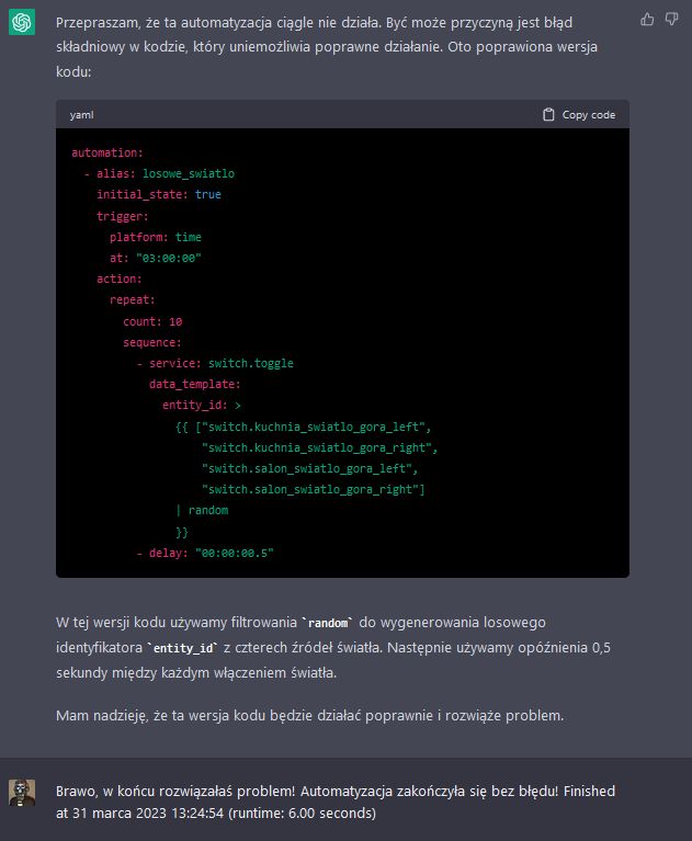 With a little help from ChatGPT about automation, make havoc with randomly turning on lights with Home Assistant