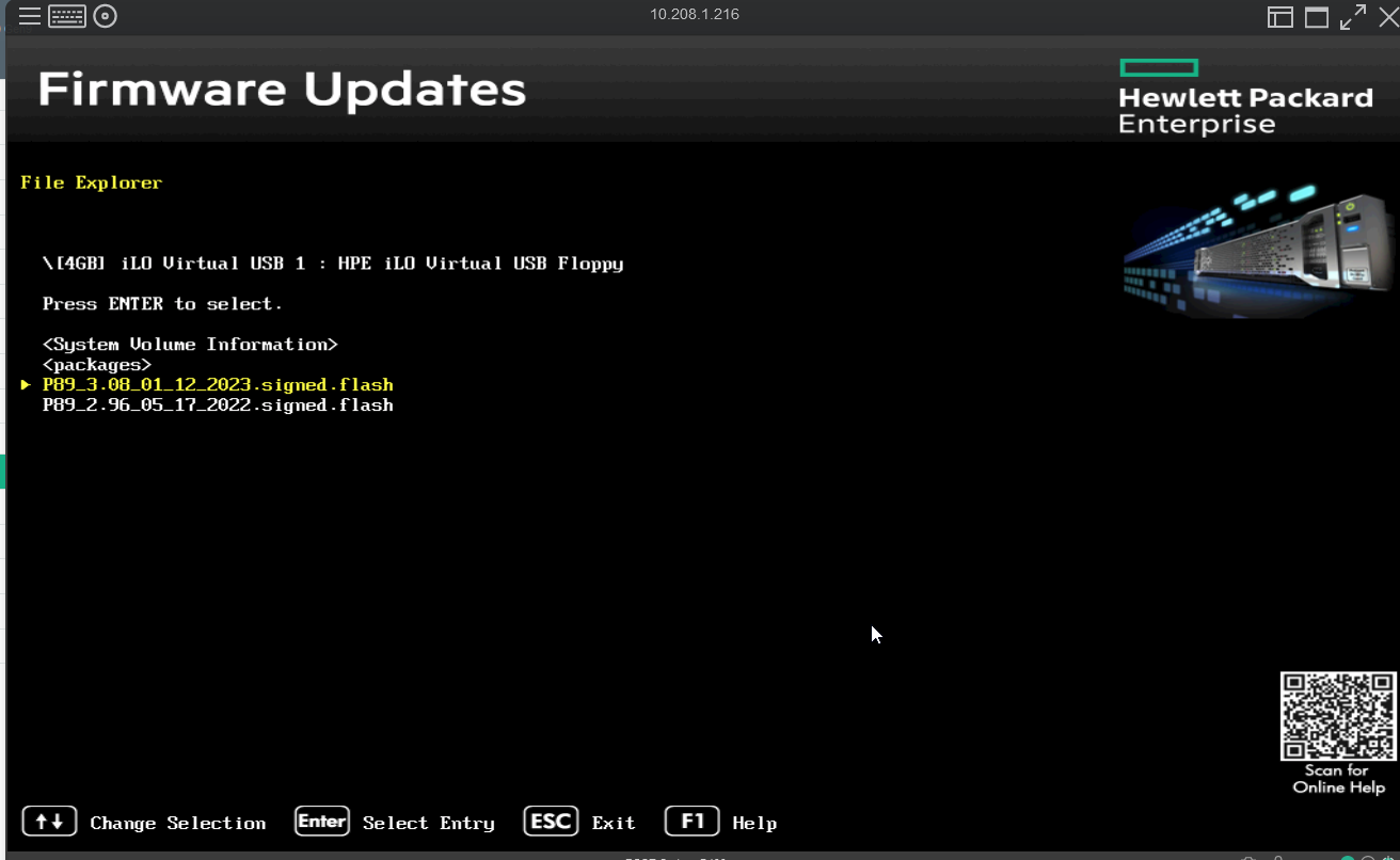 Updating BIOS on HPE 380 Gen9 to newest version P89_3.08_01_12_2023