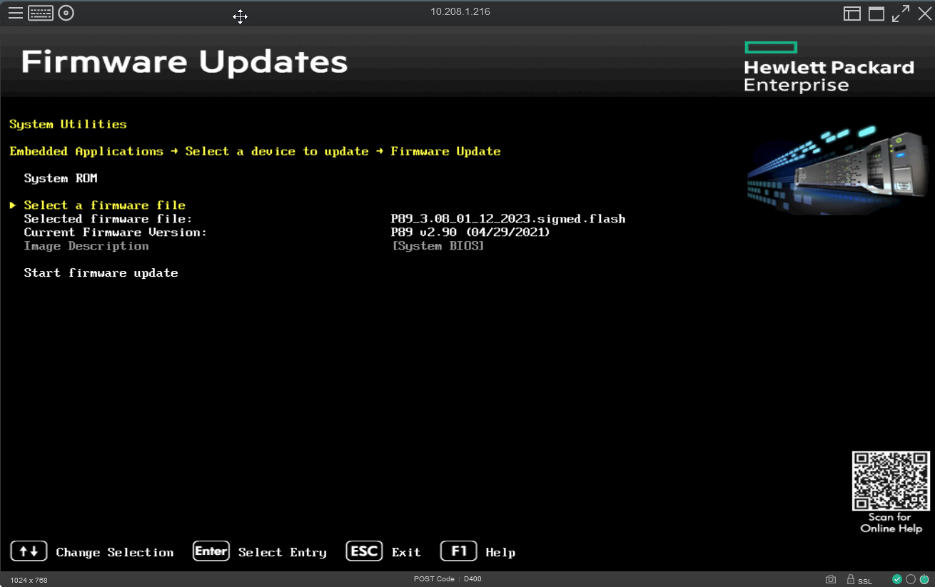 Updating BIOS on HPE 380 Gen9 to newest version P89_3.08_01_12_2023