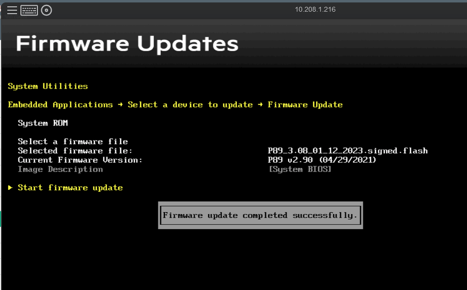 Updating BIOS on HPE 380 Gen9 to newest version P89_3.08_01_12_2023